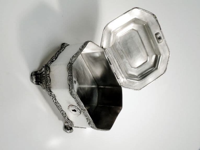 Cukiernica Biedermeier, miedź srebrzona, Norblin, Polska, lata 20. - 187561