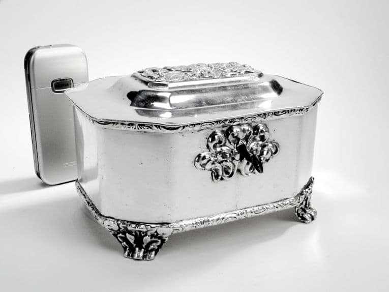 Cukiernica, Biedermeier, miedź srebrzona, Fraget, Polska, XIX w. - 187592