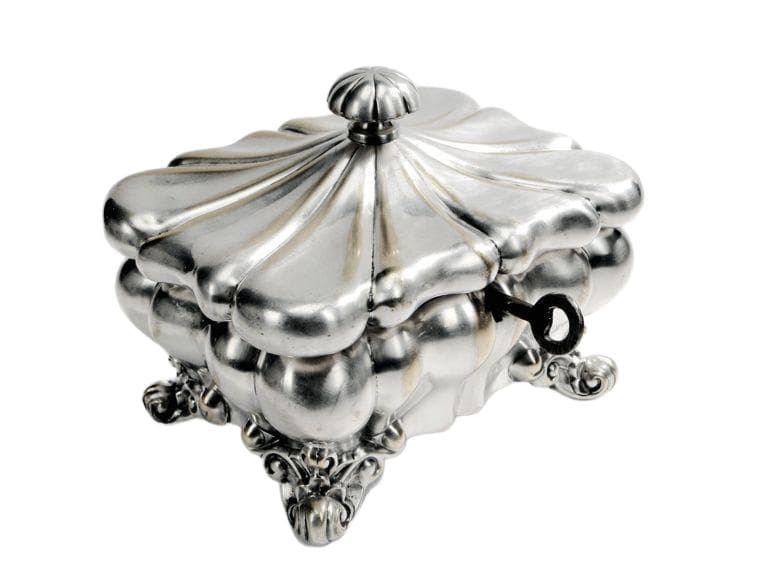 Cukiernica sarkofagowa Biedermeier, mosiądz srebrzony, Szwecja, XIX w.