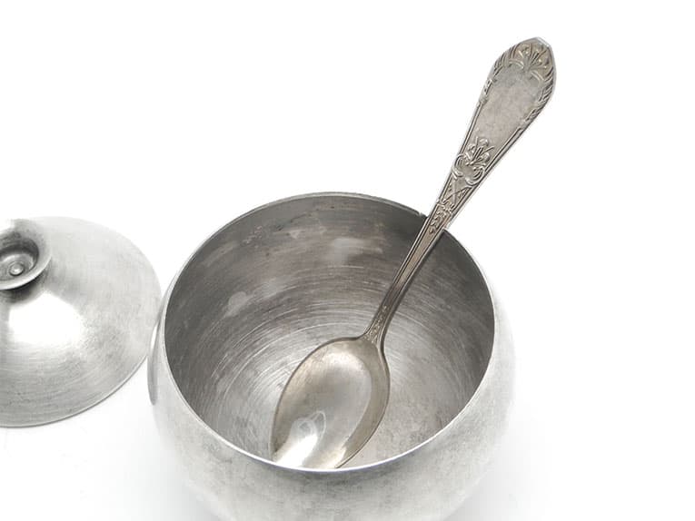 Cukiernica mid-century modern, mosiądz srebrzony, Polska, lata 60. - 187659