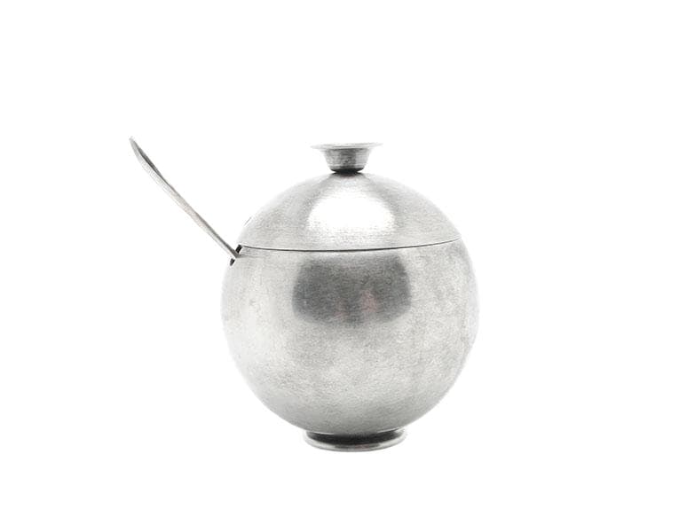 Cukiernica mid-century modern, mosiądz srebrzony, Polska, lata 60.