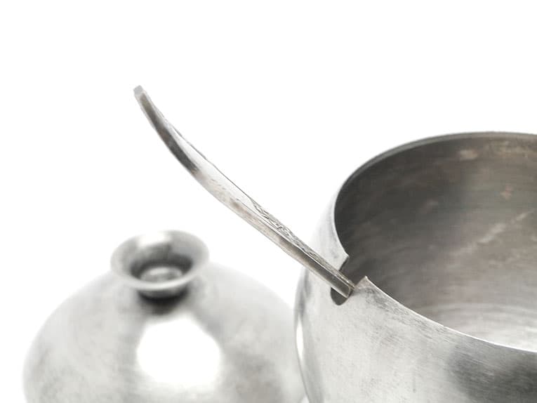 Cukiernica mid-century modern, mosiądz srebrzony, Polska, lata 60. - 187657