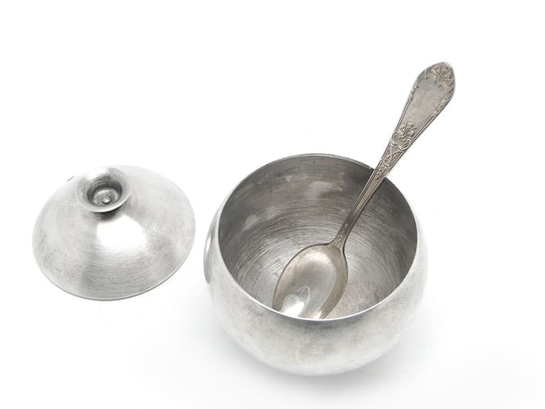 Cukiernica mid-century modern, mosiądz srebrzony, Polska, lata 60. - 187658