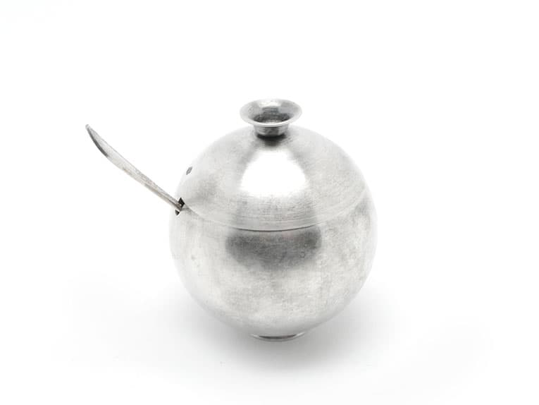 Cukiernica mid-century modern, mosiądz srebrzony, Polska, lata 60. - 187652