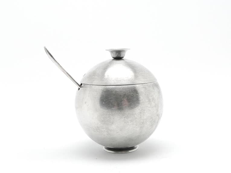 Cukiernica mid-century modern, mosiądz srebrzony, Polska, lata 60. - 187651