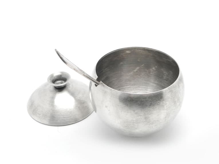 Cukiernica mid-century modern, mosiądz srebrzony, Polska, lata 60. - 187656