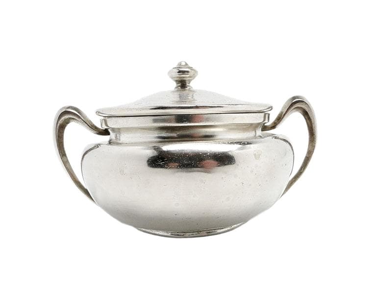 Cukiernica Art Nouveau, mosiądz srebrzony, Norblin, Polska, lata 20.