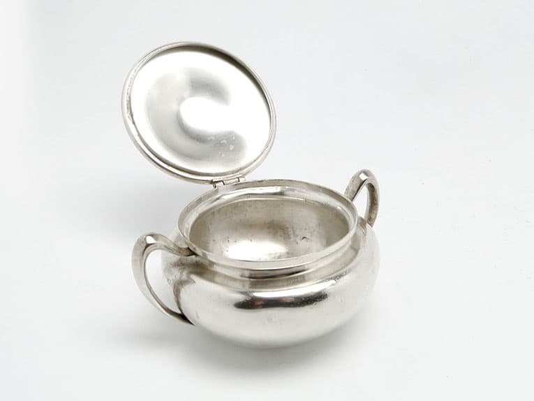 Cukiernica Art Nouveau, mosiądz srebrzony, Norblin, Polska, lata 20. - 187713