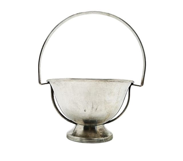 Cukiernica Art Deco, mosiądz srebrzony, Polska, lata 20. - WYMIARY