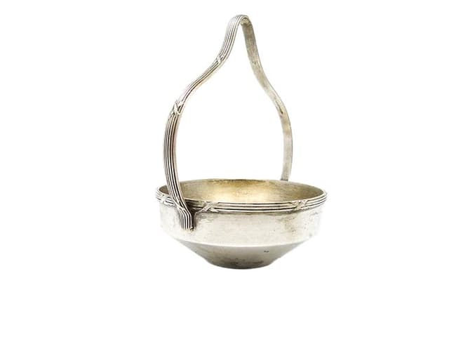 Cukiernica, eklektyzm, mosiądz srebrzony, Bracia Henneberg, Polska, lata 20. - WYMIARY