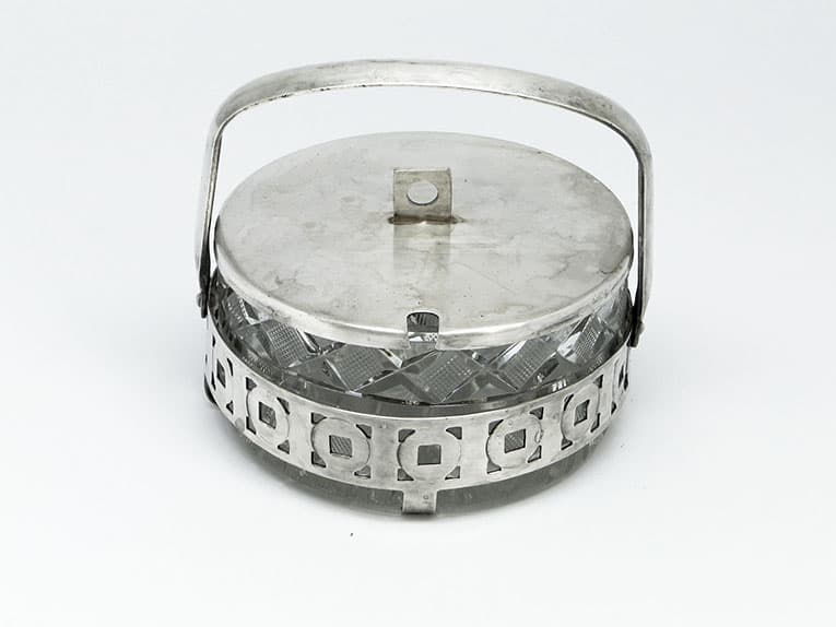 Cukiernica, postmodernizm, szkło, mosiądz srebrzony, Polska, lata 70. - 187831