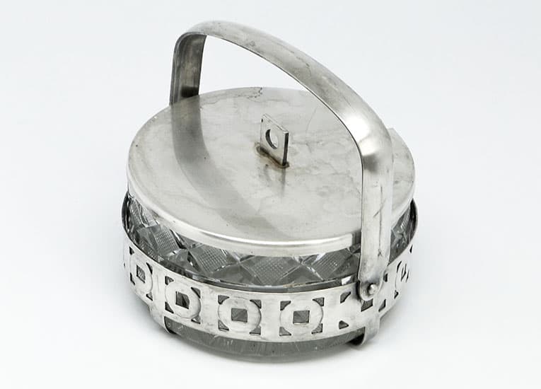 Cukiernica, postmodernizm, szkło, mosiądz srebrzony, Polska, lata 70. - 187828