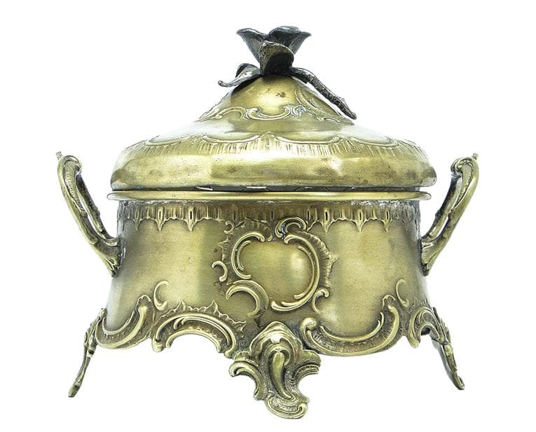 Cukiernica Rococo, mosiądz srebrzony, Polska, początek XX w.