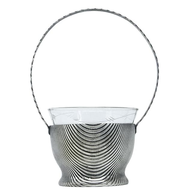 Cukiernica Art Deco, mosiądz srebrzony, Szandrik, Węgry, lata 30. - WYMIARY