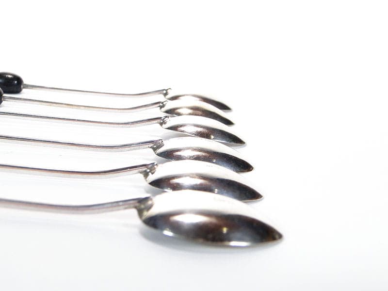 Coffee Spoon Set Art Deco, silver, black bakelite, United Kingdom, 1930s. - 187898