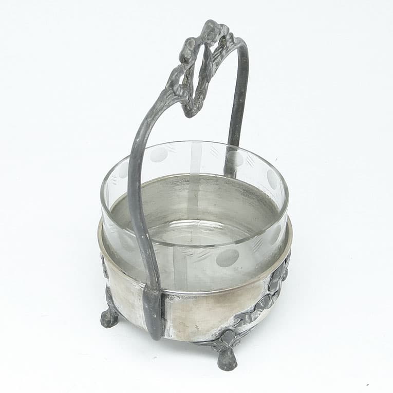 Cukiernica Art Nouveau, mosiądz srebrzony, Polska, lata 20. - 187966