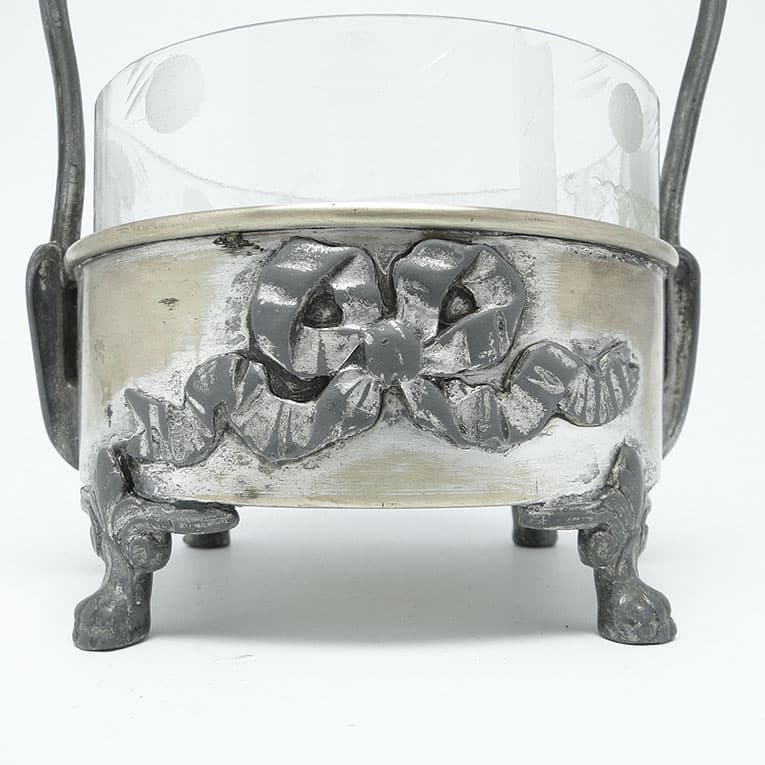 Cukiernica Art Nouveau, mosiądz srebrzony, Polska, lata 20. - 187962