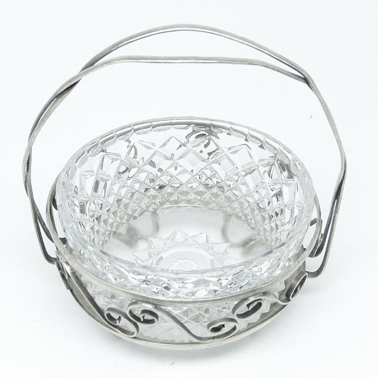 Cukiernica, postmodernizm, mosiądz srebrzony, szkło, HEFRA, Polska, lata 70. - 187976