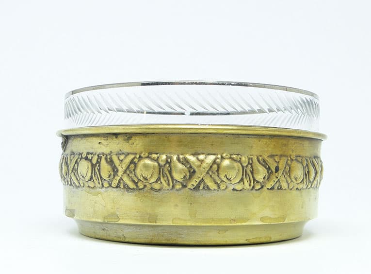 Cukiernica Art Deco, mosiądz srebrzony, szkło, Polska, lata 30. - 188014