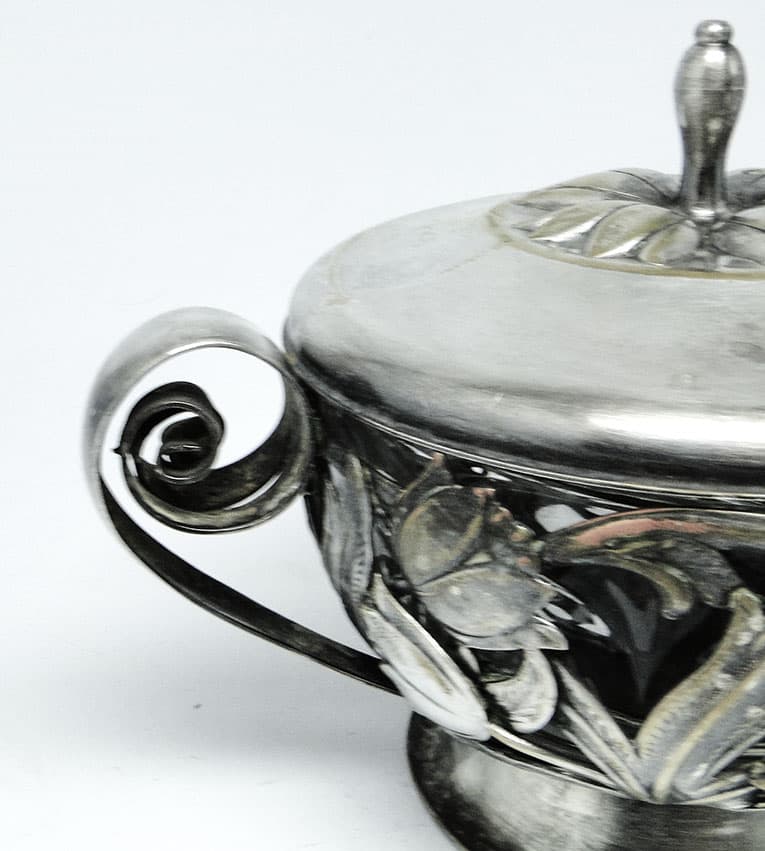 Cukiernica, postmodernizm, mosiądz srebrzony, HEFRA, Polska, lata 70. - 188037