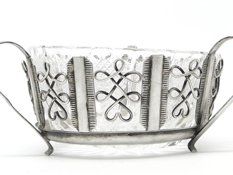 Cukiernica postmodernizm, mosiądz srebrzony, HEFRA, Polska, lata 70. - 188102