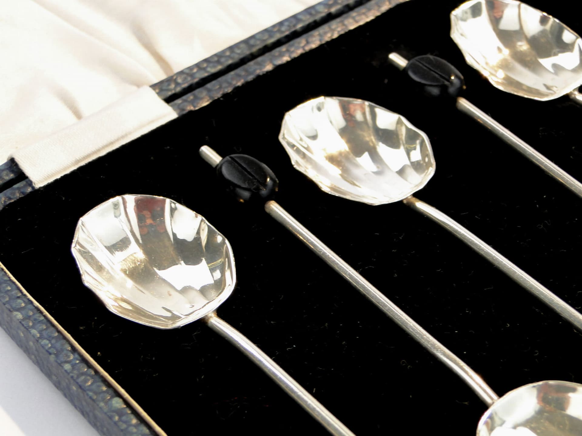 Coffee spoon set Art Deco, silver, black bakelite, United Kingdom, 1930s. - 188069