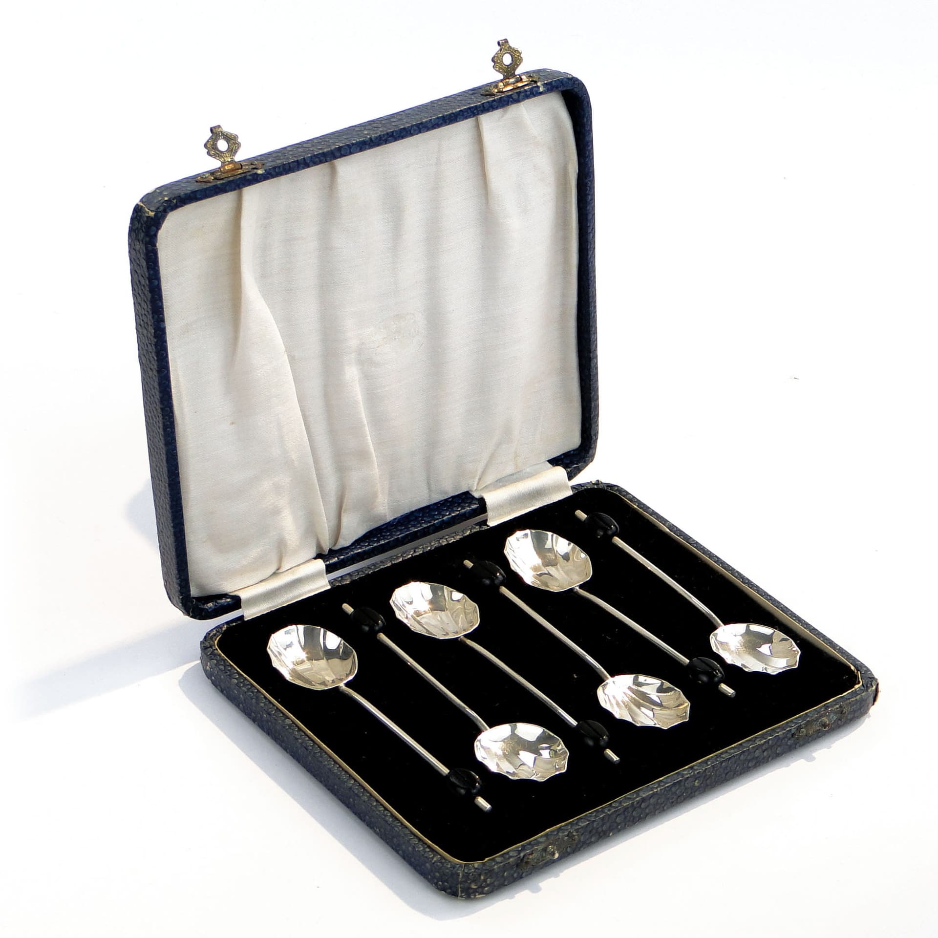 Coffee spoon set Art Deco, silver, black bakelite, United Kingdom, 1930s. - 188071