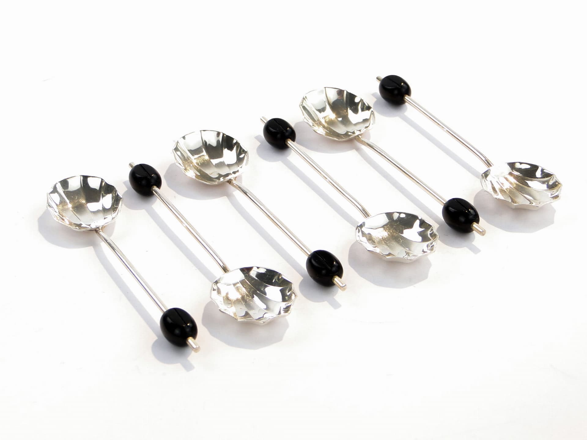Coffee spoon set Art Deco, silver, black bakelite, United Kingdom, 1930s. - 188066