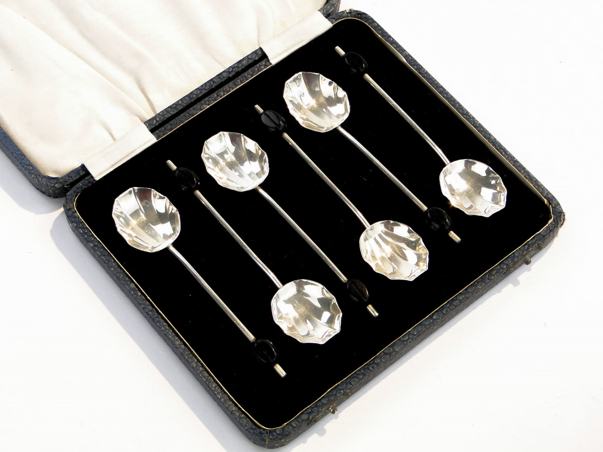 Coffee spoon set Art Deco, silver, black bakelite, United Kingdom, 1930s. - 188070