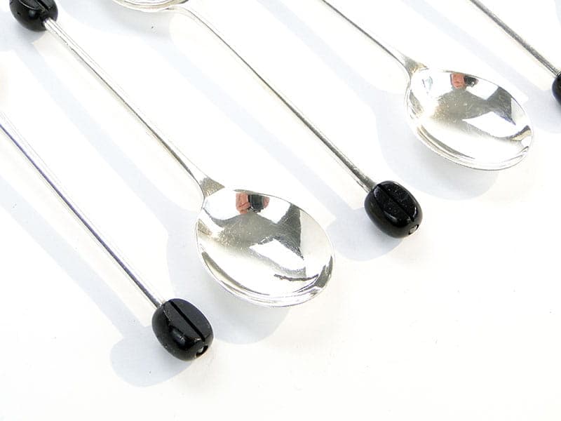Coffee spoon set Art Deco, black Bakelite, silver-plated brass, United Kingdom, 1930s. - 188120