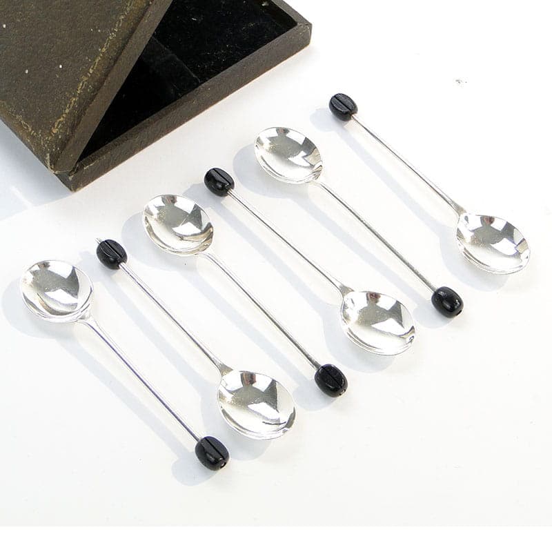 Coffee spoon set Art Deco, black Bakelite, silver-plated brass, United Kingdom, 1930s. - 188123