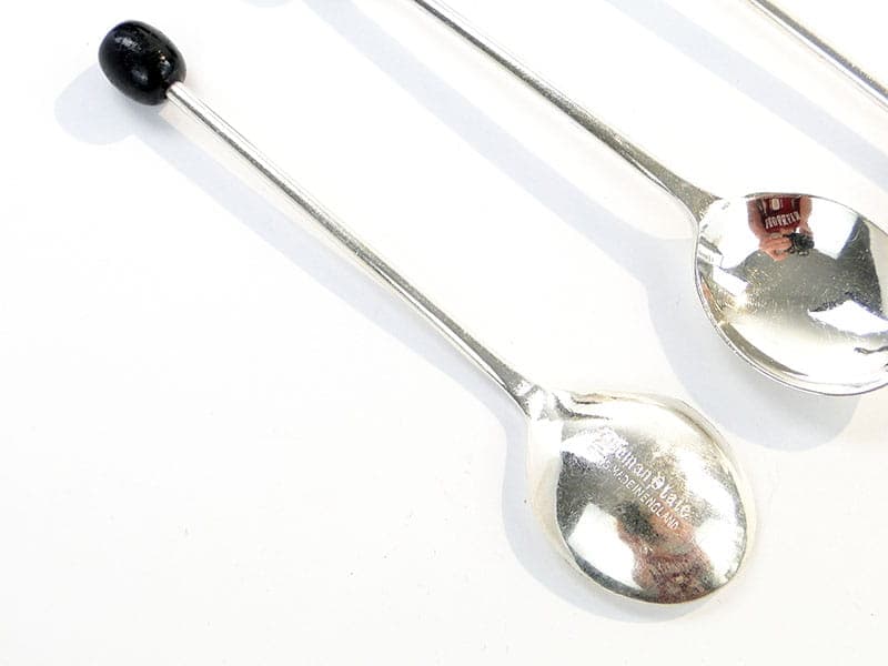 Coffee spoon set Art Deco, black Bakelite, silver-plated brass, United Kingdom, 1930s. - 188117