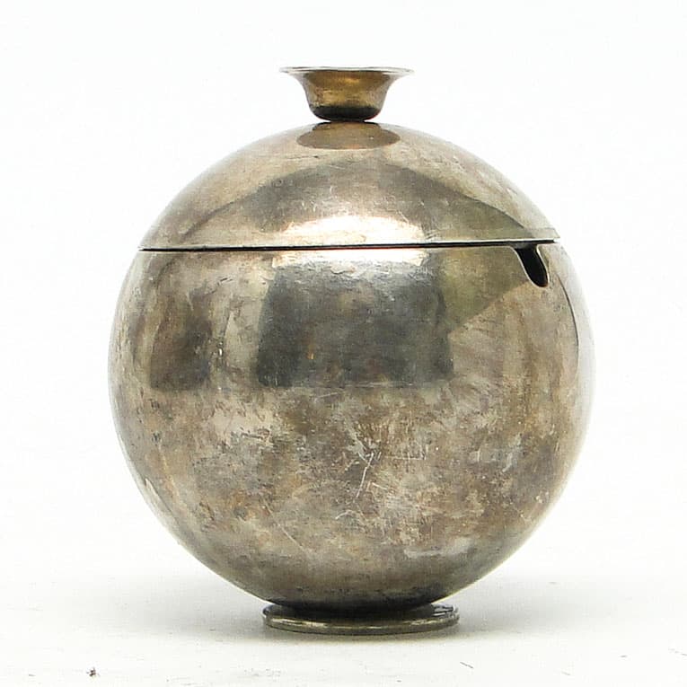 Cukiernica mid-century modern, mosiądz srebrzony, HEFRA, Polska, lata 60. - 188158