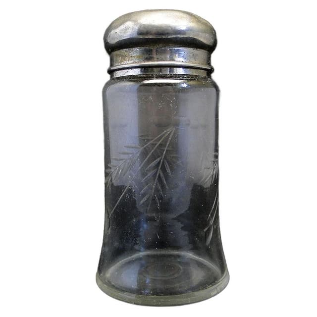 Cukiernica do cukru pudru, Art Nouveau, szkło prasowane, mosiądz srebrzony, Szwecja, lata 20. - WYMIARY