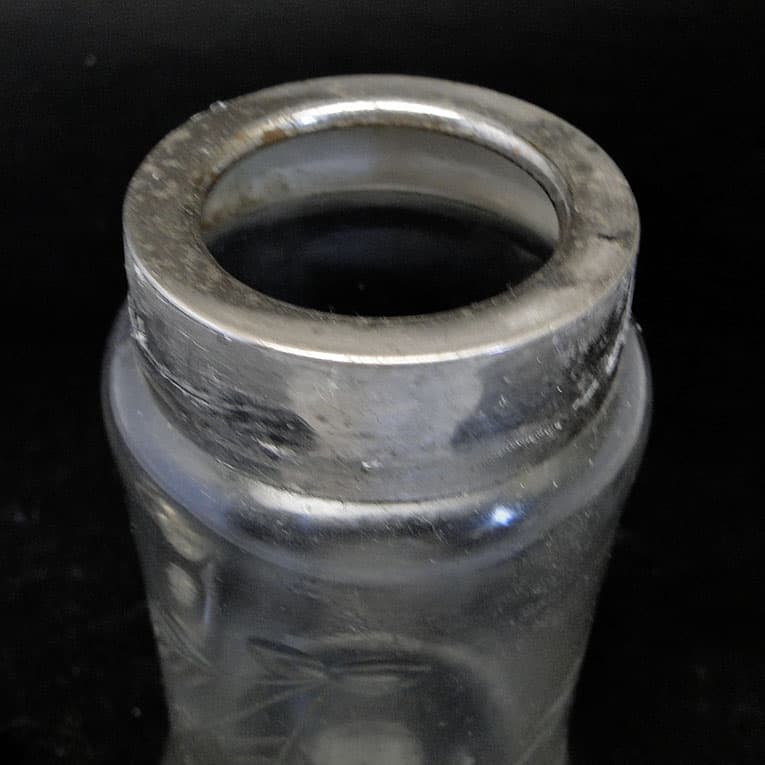 Cukiernica do cukru pudru, Art Nouveau, szkło prasowane, mosiądz srebrzony, Szwecja, lata 20. - 188214