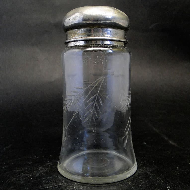 Cukiernica do cukru pudru, Art Nouveau, szkło prasowane, mosiądz srebrzony, Szwecja, lata 20. - 188207