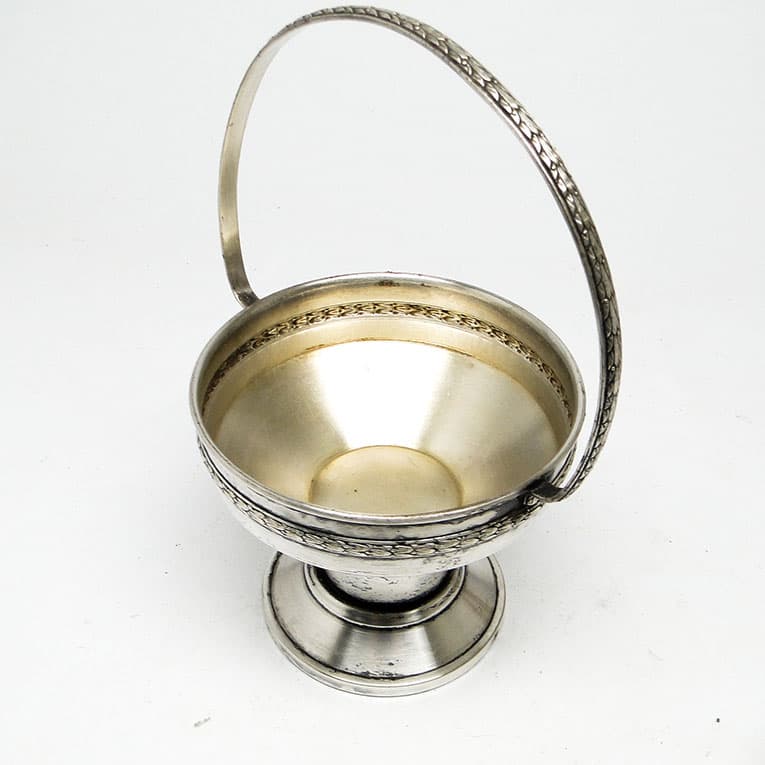 Cukiernica Art Deco, mosiądz srebrzony, kryształ, Polska, lata 30. - 188277