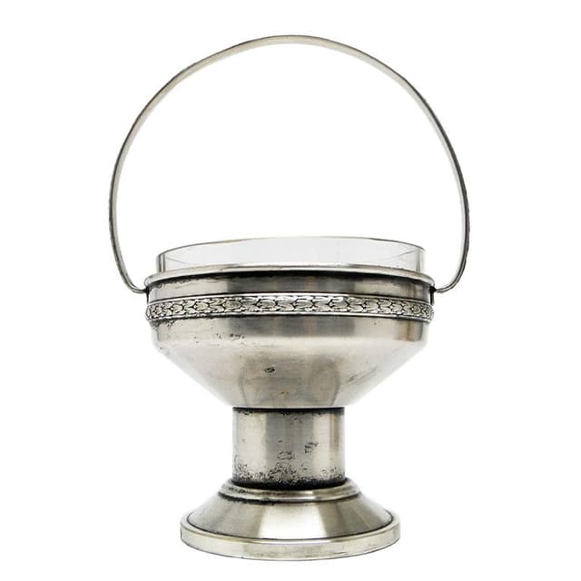 Cukiernica Art Deco, mosiądz srebrzony, kryształ, Polska, lata 30. - WYMIARY