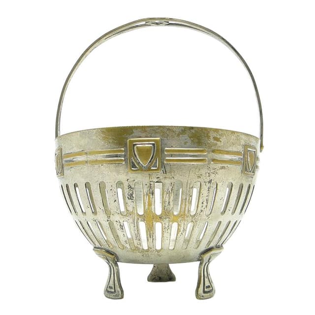 Cukiernica, Art Nouveau, mosiądz srebrzony, Szwecja, początek XX w. - WYMIARY