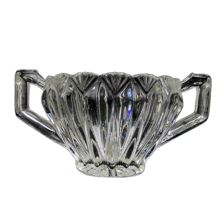 Cukiernica postmodernizm new look, szkło prasowane transparentne, Huta Hortensja, Polska, lata 70. - 193285