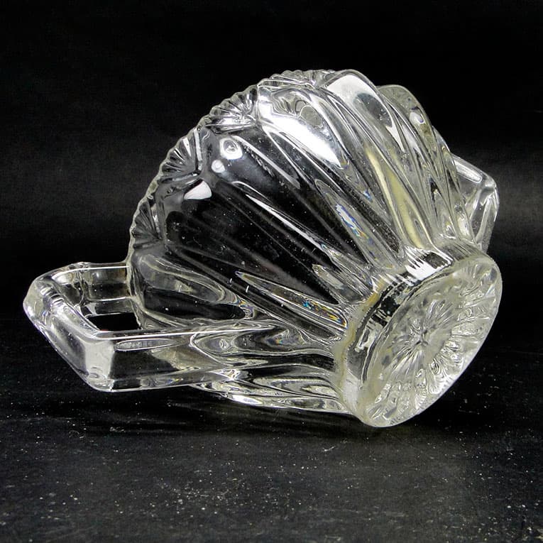 Cukiernica postmodernizm new look, szkło prasowane transparentne, Huta Hortensja, Polska, lata 70. - 188343