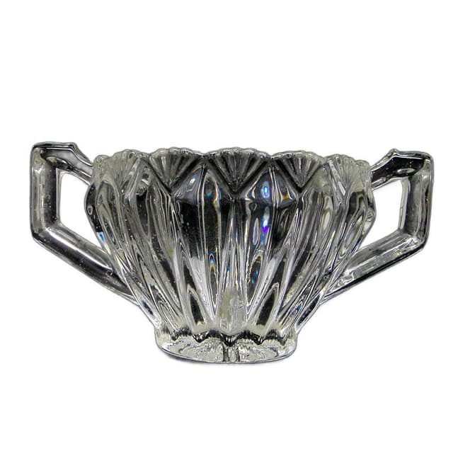 Cukiernica postmodernizm new look, szkło prasowane transparentne, Huta Hortensja, Polska, lata 70. - WYMIARY