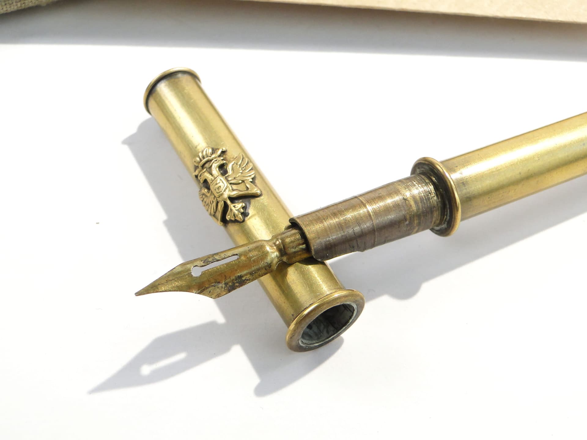 Neoclassical travel pen, dark brown, bronze, Russia, 19th century - 188325