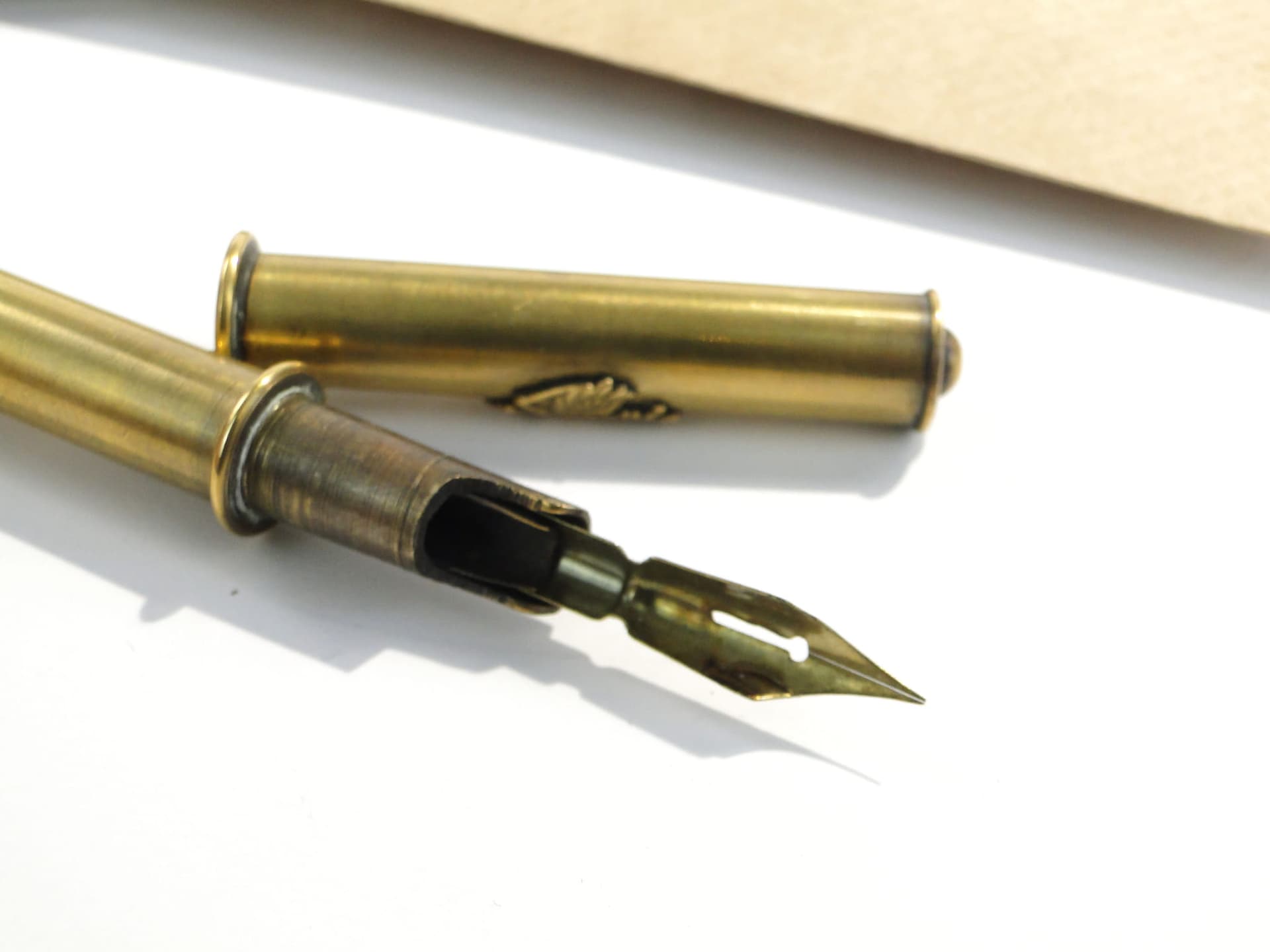 Neoclassical travel pen, dark brown, bronze, Russia, 19th century - 188329