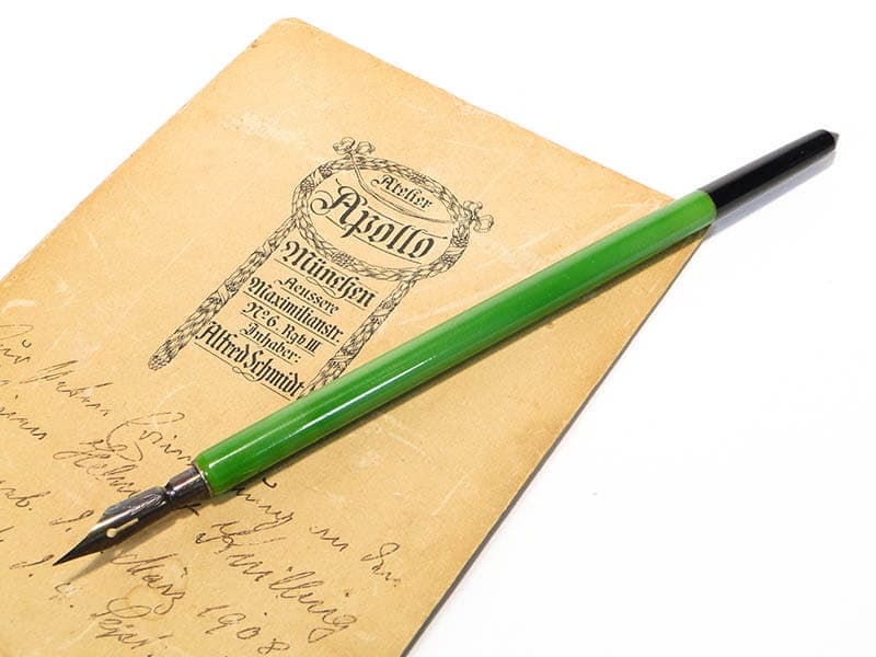 Pen Art Deco, green black, bakelite, Austria, 1920s. - 188356