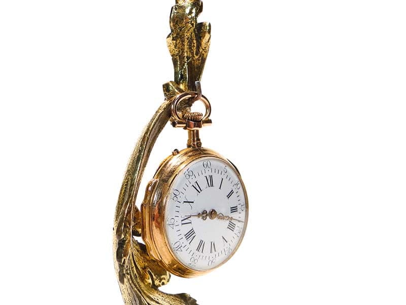 Postument na zegarek kieszonkowy, rocaille, mosiądz złocisty, Austria, lata 20. - 188396