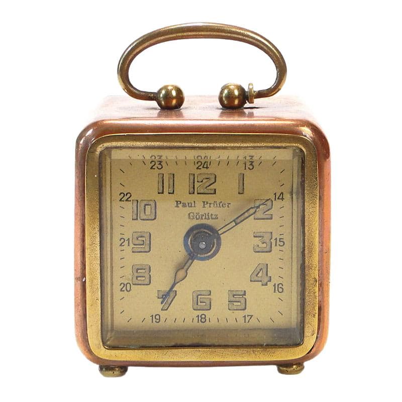Zegar podróżny secesyjny, copper, mosiądz, Niemcy, XIX w. - 193098