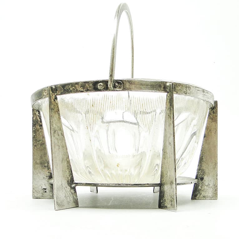 Cukiernica postmodernizm, szkło, mosiądz srebrzony, Polska, lata 70. - 188497