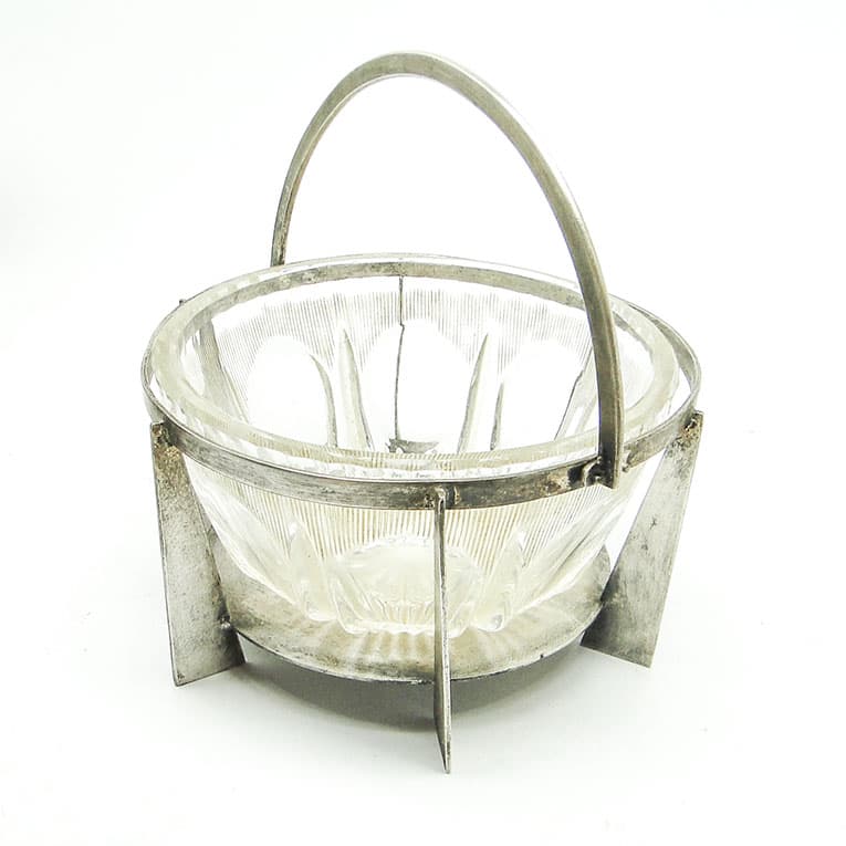 Cukiernica postmodernizm, szkło, mosiądz srebrzony, Polska, lata 70. - 188501