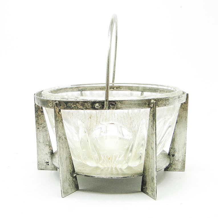 Cukiernica postmodernizm, szkło, mosiądz srebrzony, Polska, lata 70. - 188496